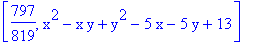 [797/819, x^2-x*y+y^2-5*x-5*y+13]